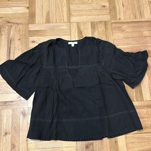 Joie flutter sleeve top with gold stitching